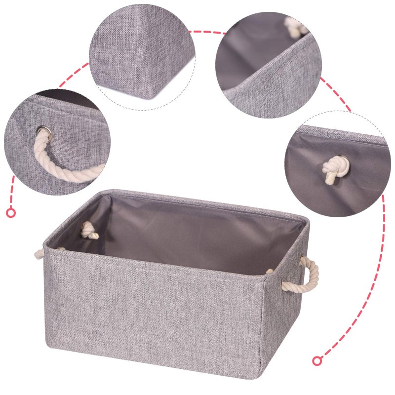 TENABORT 4 Pack Large Storage Basket Bin, Foldable Storage Cube Box Fabric Collapsible Organizer with Handles for Closet Home Office Clothes Shelf, Grey - Image 4